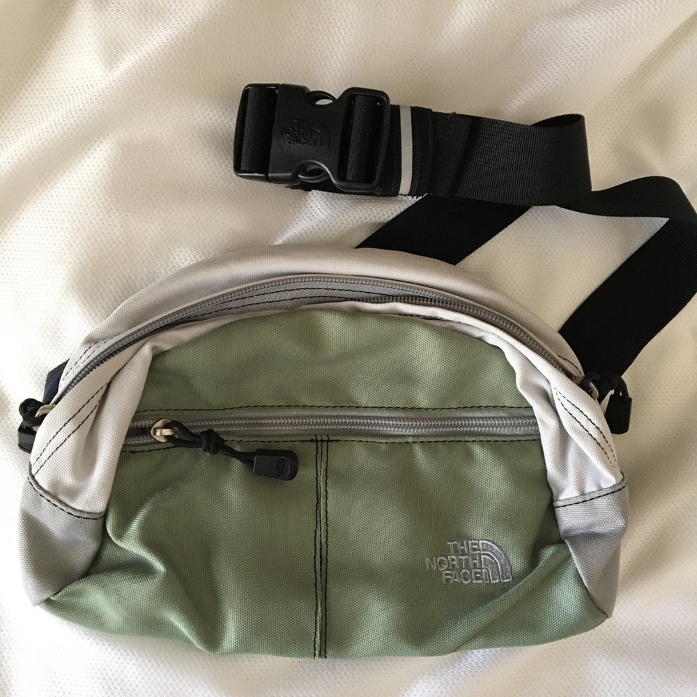 The north face fanny pack bag army green gray euc